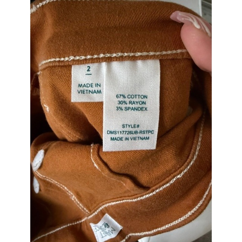 Market & Spruce Womens Rust Orange High Rise Button Fly Wide Leg Pants Size 2 - Picture 3 of 3